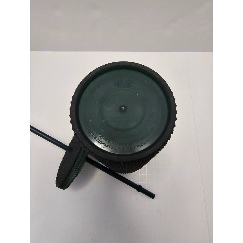 Starbucks 2022 Studded Matte Dark Green Venti 24 oz Tumbler Cold Cup Lid Straw - Picture 5 of 6